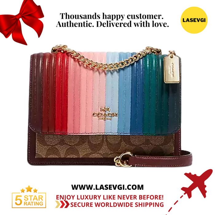 COACH  Klare Crossbody With Rainbow Linear Quilting Dark Rainbow C1446