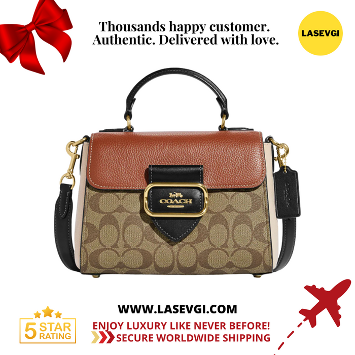 COACH Morgan Top Handle Satchel In Colorblock Signature Canvas in Gold/Khaki Multi CE569