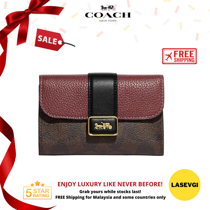 COACH Medium Grace Wallet in Khaki Multi CC060