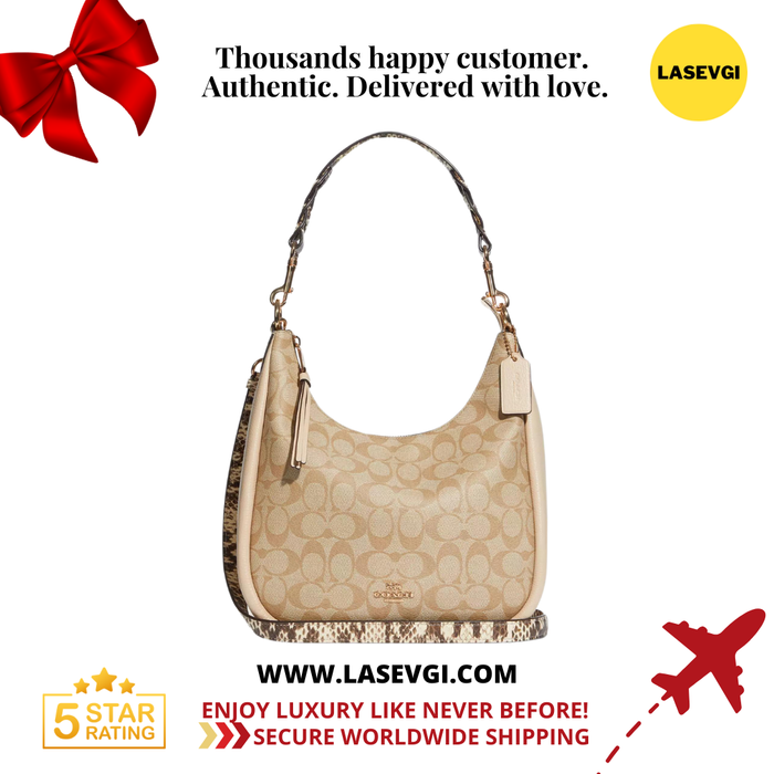 Coach Jules Hobo in Signature Canvas Light Khaki C9191