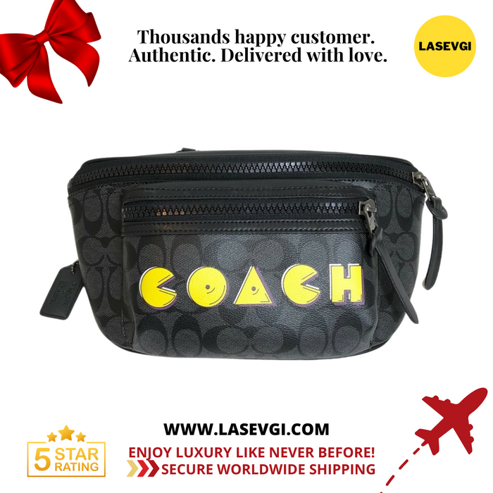 COACH Terrain Belt Bag In Signature Canvas With Pac-Man Coach Script-Black