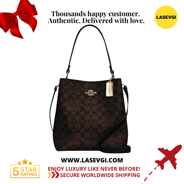 Coach Town Bucket Bag Signature Brown Black