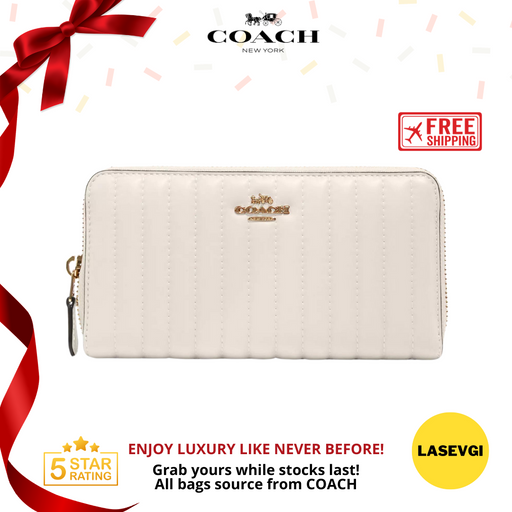 COACH Accordion Zip Wallet with Linear Quilting in Chalk 2855 - www.lasevgi.com
