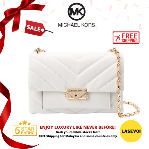 MICHAEL KORS Cece Chevron Quilted Leather Medium Crossbody Bag in White - 30T9G0EL8L