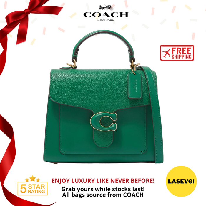 COACH Tabby Top Handle 20 Bag in Pebble Leather Green C0773