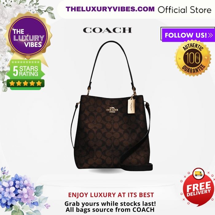 Coach Town Bucket Bag Signature Brown Black