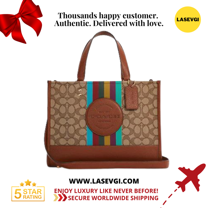 Coach Dempsey Carryall in signature jacquard with stripe and coach patch REDWOOD MULTI C5794