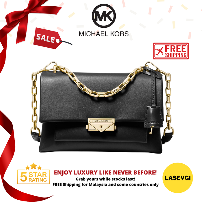 MICHAEL KORS Cece Leather Medium Shoulder Bag in Black - 30S9G0EL2L