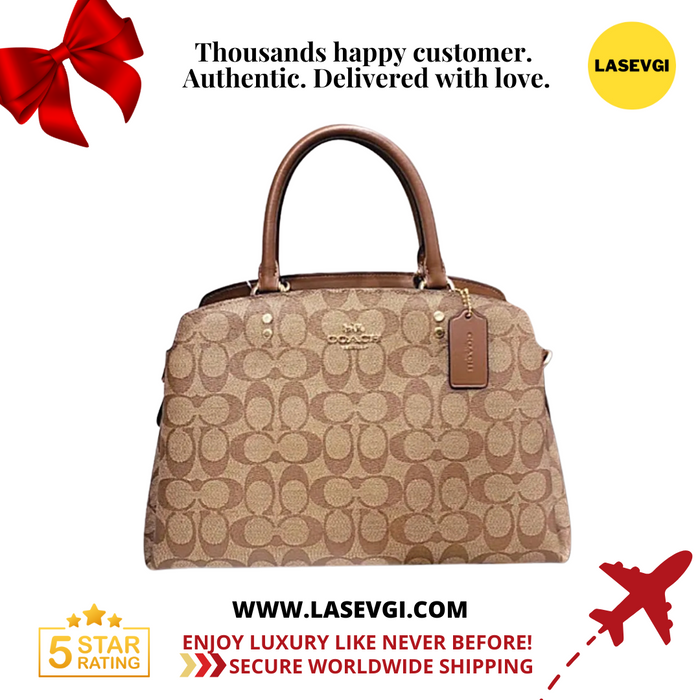 COACH Lillie Carryall in Signature Canvas Khaki Saddle