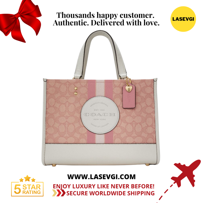 Coach Dempsey Carryall in signature jacquard with stripe and coach patch and heart charm C7685