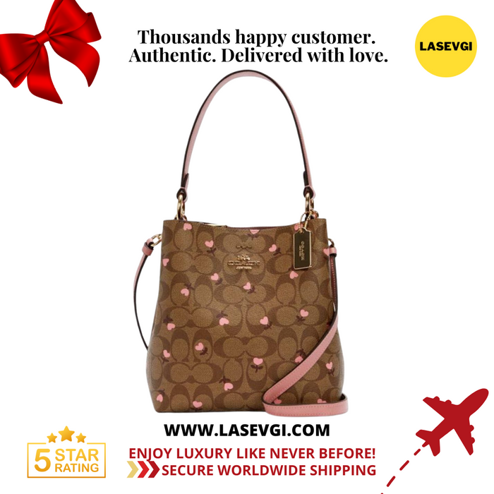 COACH Small Town bucket bag in signature canvas with heart floral print