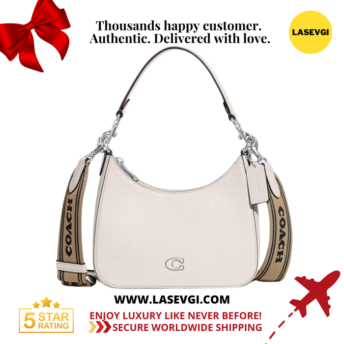COACH Hobo Crossbody With Signature Canvas in White - CJ842
