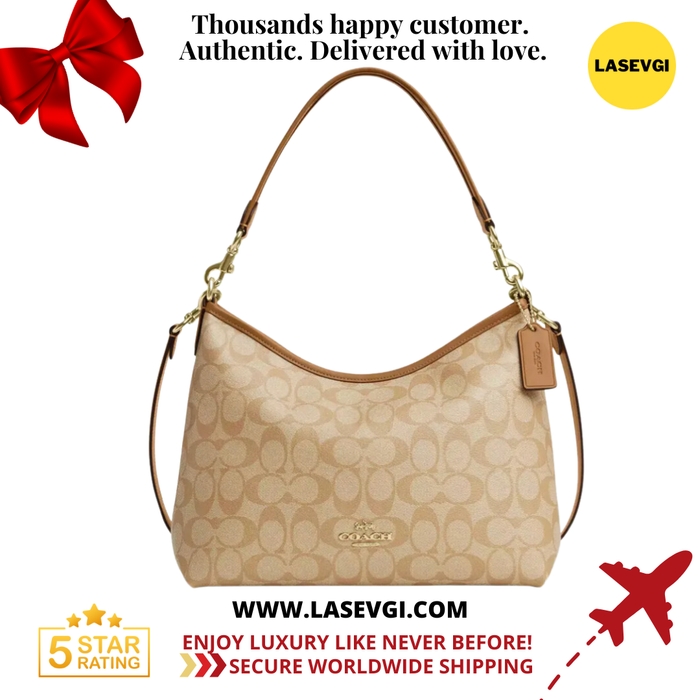 COACH Laurel Shoulder Bag in Signature Khaki Chalk