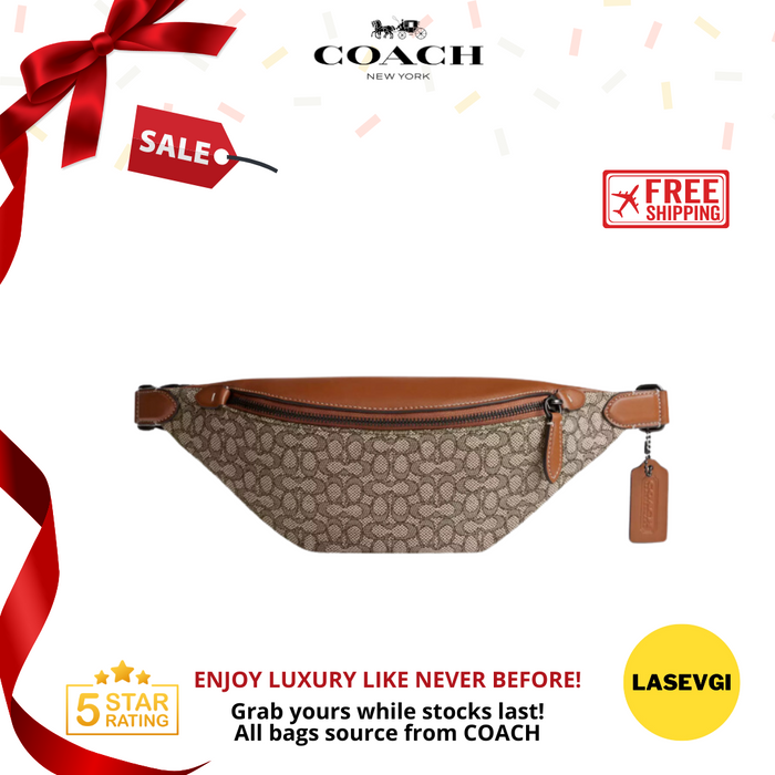 COACH Charter Belt Bag 7 In Micro Signature Jacquard - Cocoa/Burnished Amber