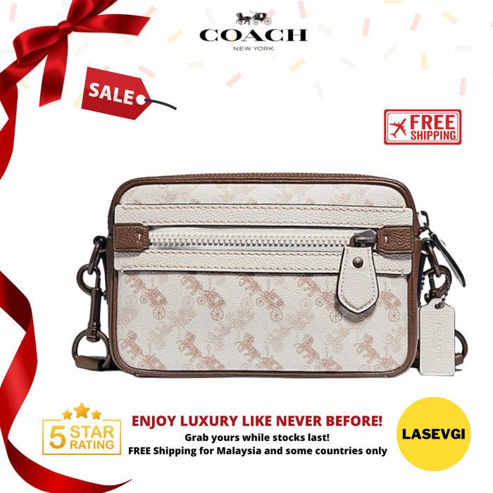 COACH Academy Crossbody With Horse And Carriage Print in Chalk