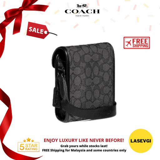 COACH Charter North/South Crossbody with Hybrid Pouch in Signature Canvas Black C2600