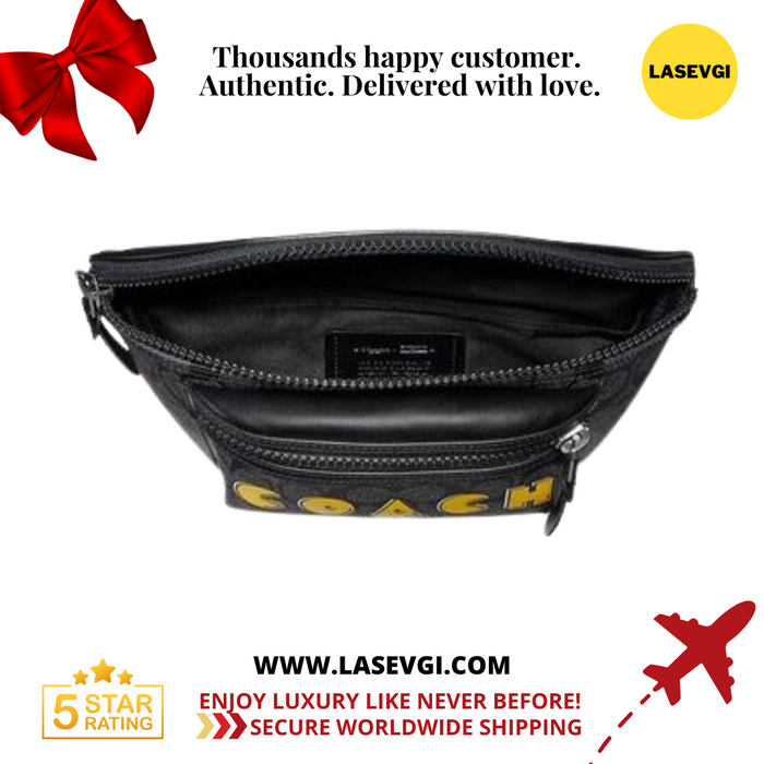 COACH Terrain Belt Bag In Signature Canvas With Pac-Man Coach Script-Black