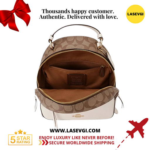 COACH Jordyn Backpack in Signature Canvas Khaki Chalk F76622 COACH Jordyn Backpack in Signature Canvas Khaki Chalk F76622