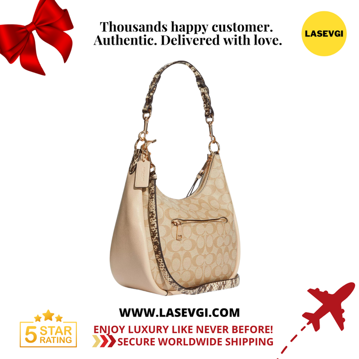 Coach Jules Hobo in Signature Canvas Light Khaki C9191