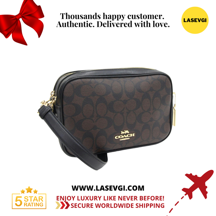 COACH Cammie Chain Crossbody in Signature Canvas Brown Black - C8149