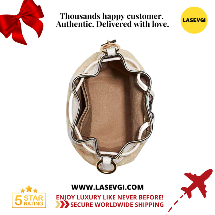 COACH Mini Dempsey Bucket Bag In Signature Jacquard With Stripe And Coach Patch-White C8322