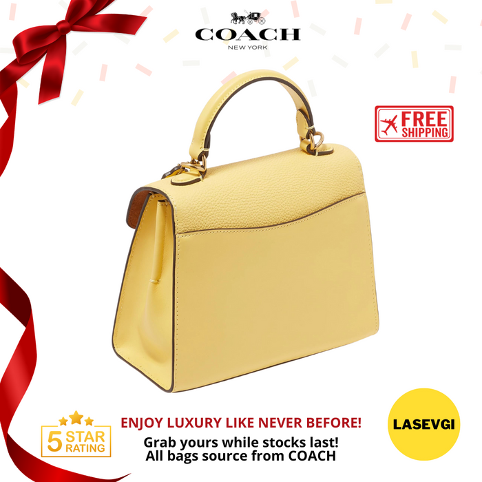 COACH Tabby Top Handle 20 Bag in Pebble Leather Yellow C0773