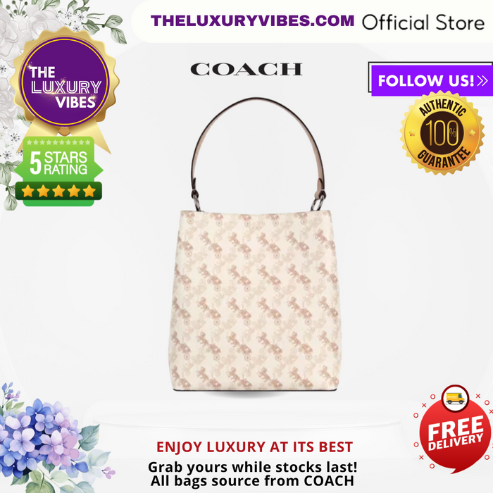 COACH Town Bucket Bag Horse and carriage print in Ivory