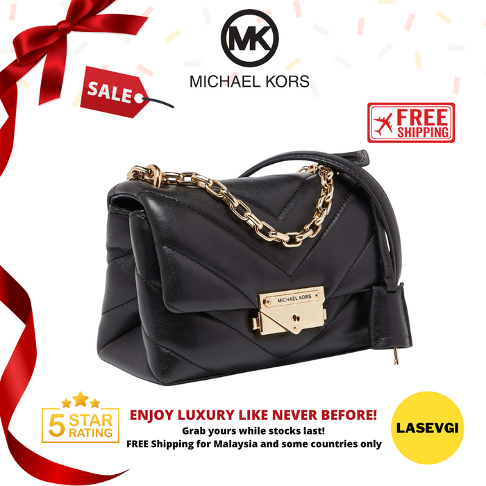 MICHAEL KORS Cece Chevron Quilted Leather Medium Crossbody Bag in Black - 30T9G0EL8L