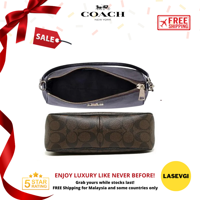 Coach Top Handle Pouch in Signature Canvas brown black F36674