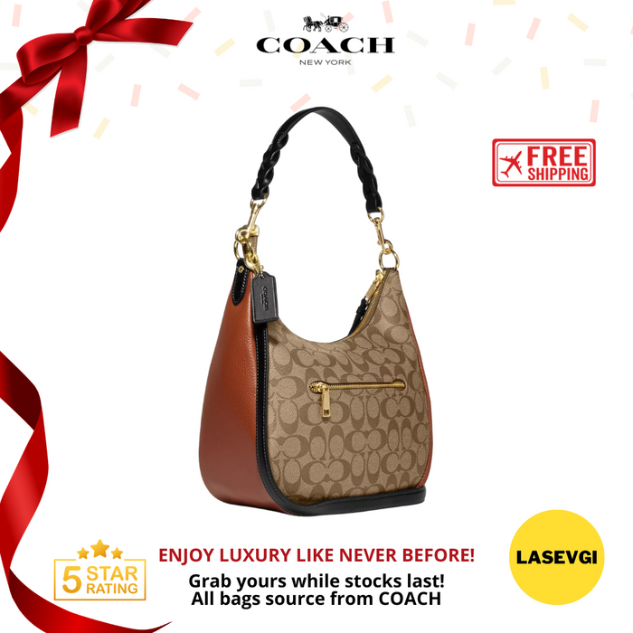 COACH Jules Hobo In Colorblock Signature Canvas in Khaki Multi - CF350-www.lasevgi.com