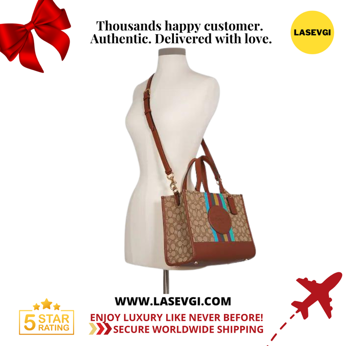 Coach Dempsey Carryall in signature jacquard with stripe and coach patch REDWOOD MULTI C5794