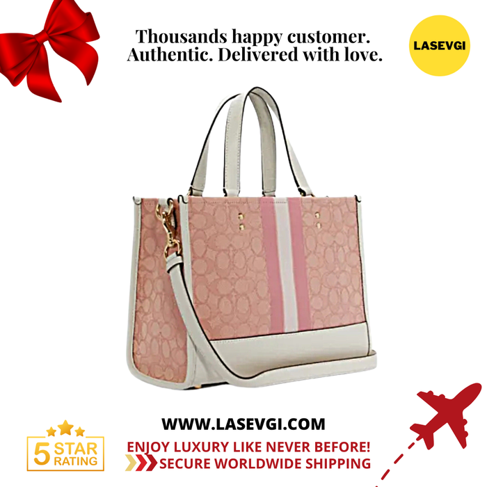 Coach Dempsey Carryall in signature jacquard with stripe and coach patch and heart charm C7685