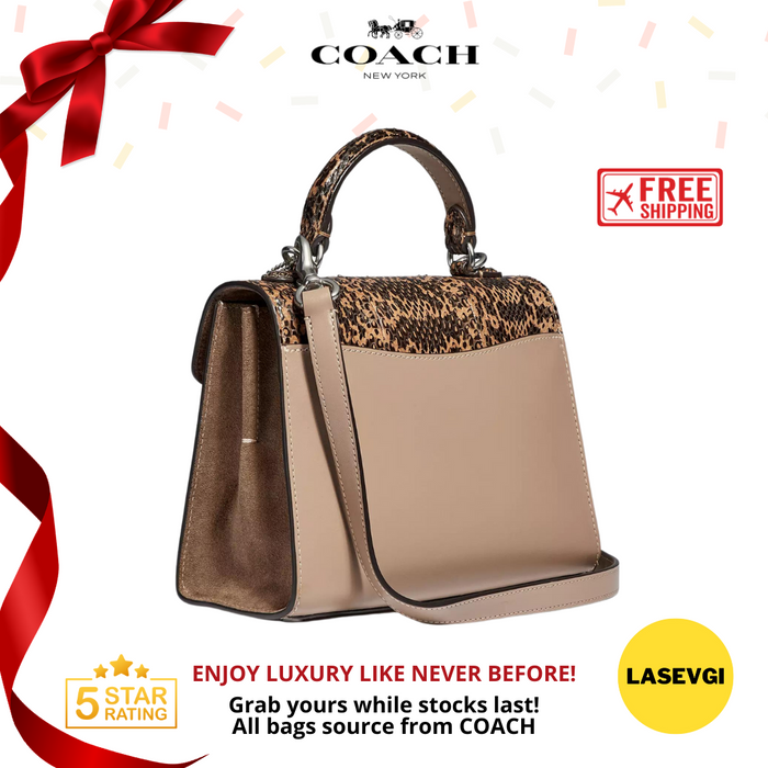 COACH Tabby Top Handle 20 in Colorblock with Snakeskin detail 3787