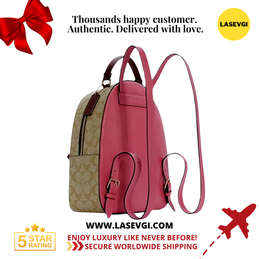 COACH Jordyn Backpack in Blocked Signature Canvas Saddle Pink F76622