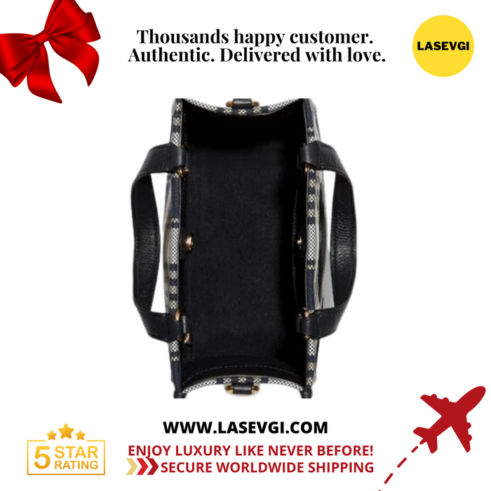 Coach Dempsey Tote 22 Garden Plaid Print Patch-Midnight Multi