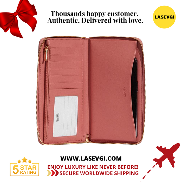 COACH Dempsey Large Phone Wallet-Pink/Taffy