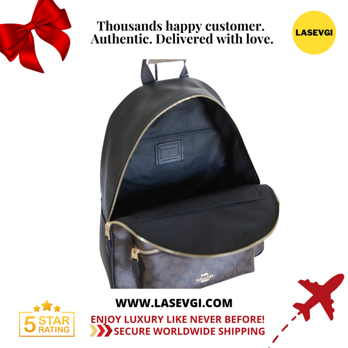 Large Authentic Coach Backpack COACH Backpack Large Charlie Backpack In Signature Black Brown Large Authentic Coach Backpack COACH Backpack Large Charlie Backpack In Signature Black Brown