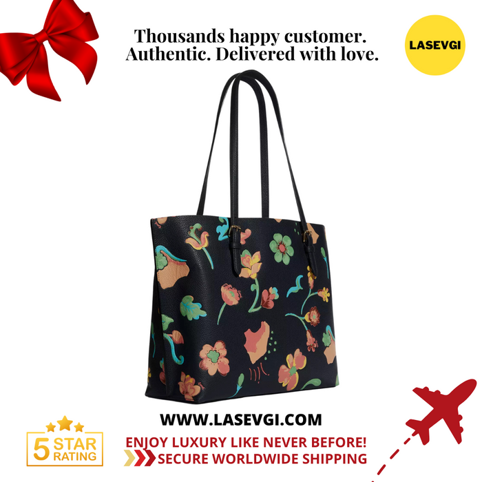 COACH Mollie Tote Dreamy Land Floral Print Midnight Multi