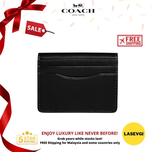 COACH Bandit Card Case Wallet Black CH825