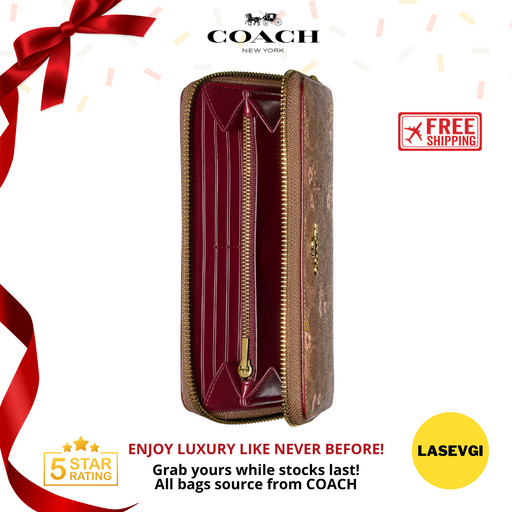 COACH Accordion Zip Wallet In Signature Canvas With Floral Bow Print 67245 - www.lasevgi.com