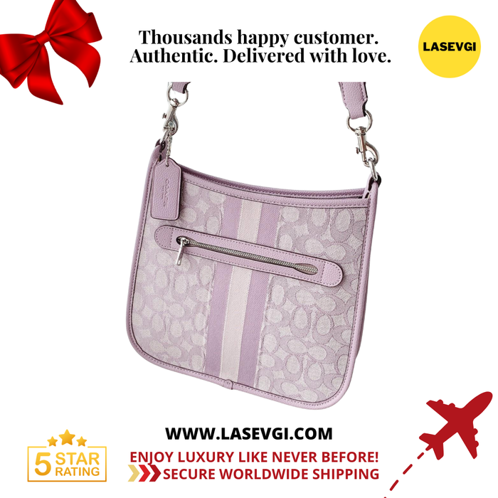 COACH Dempsey File Bag in signature jacquard with Stripe and Coach Patch - purple CA195