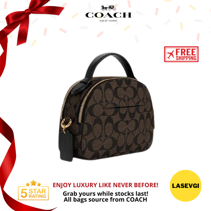 COACH Serena Satchel Signature in Brown Black 1591