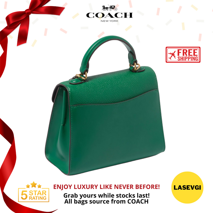 COACH Tabby Top Handle 20 Bag in Pebble Leather Green C0773