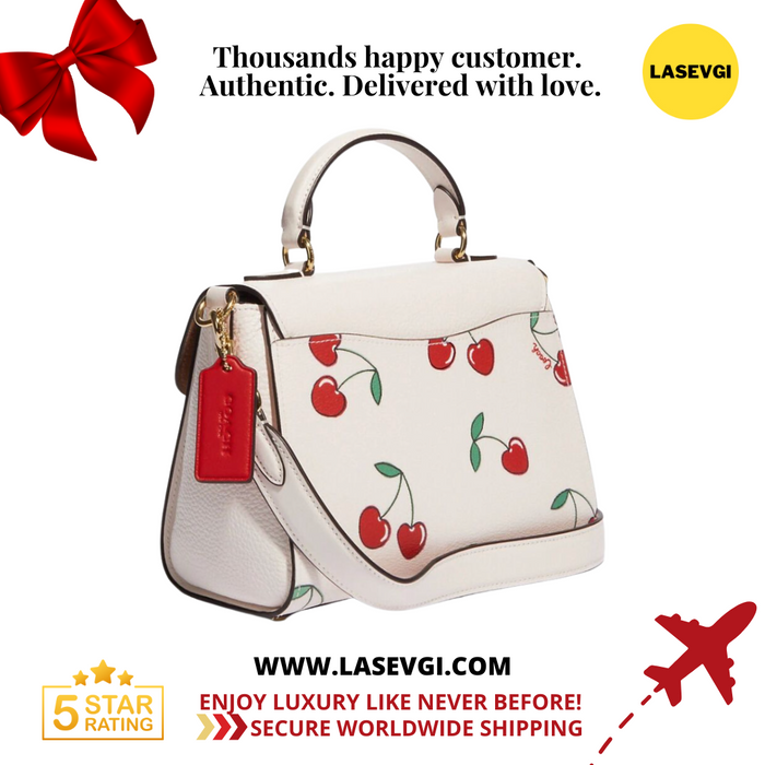 COACH Morgan Top Handle Satchel with Heart Cherry Print  CF419