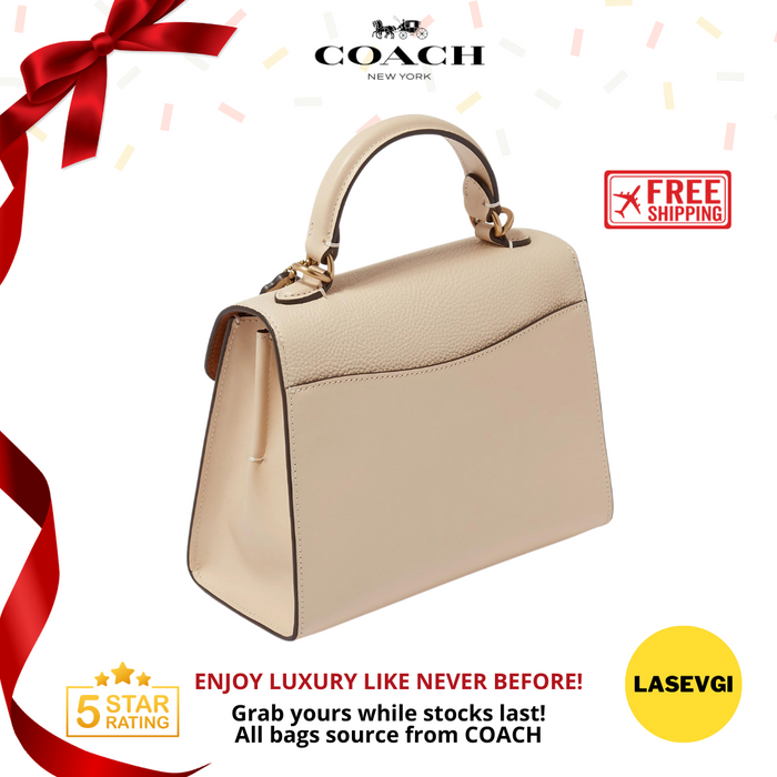 COACH Tabby Top Handle 20 Bag in Pebble Leather Chalk C0773