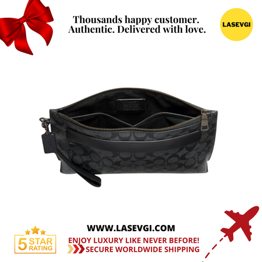 Coach Carryall Pouch in Signature Canvas CHARCOAL/BLACK