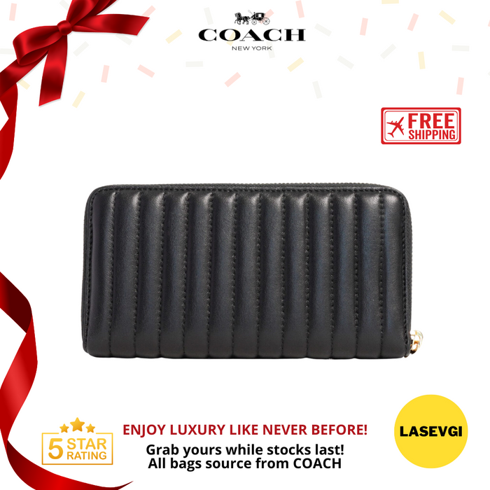 COACH Accordion Zip Wallet with Linear Quilting in Black 2855 - www.lasevgi.com