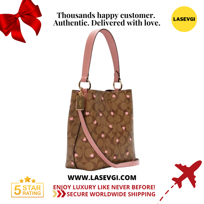 COACH Small Town bucket bag in signature canvas with heart floral print