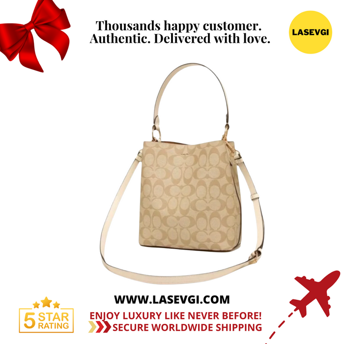 COACH Small Town Bucket Bag in signature khaki white