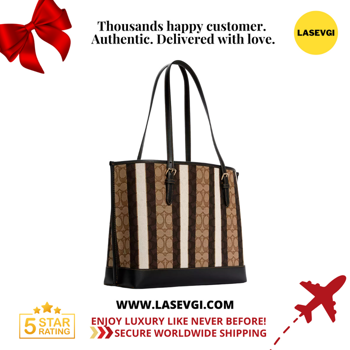 COACH MOLLIE TOTE IN SIGNATURE JACQUARD WITH STRIPES (COACH C4088) Brown